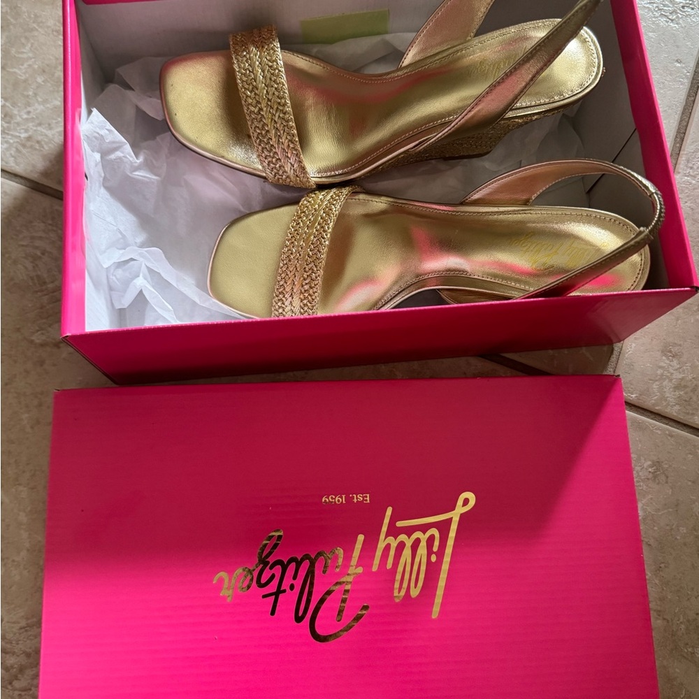 Lilly Pulitzer Metallic Gold Sandals